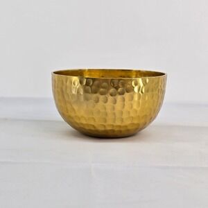 IKI Hammered Brass Bowl Gold Tone Decorative Catchall Made in India 4.5"